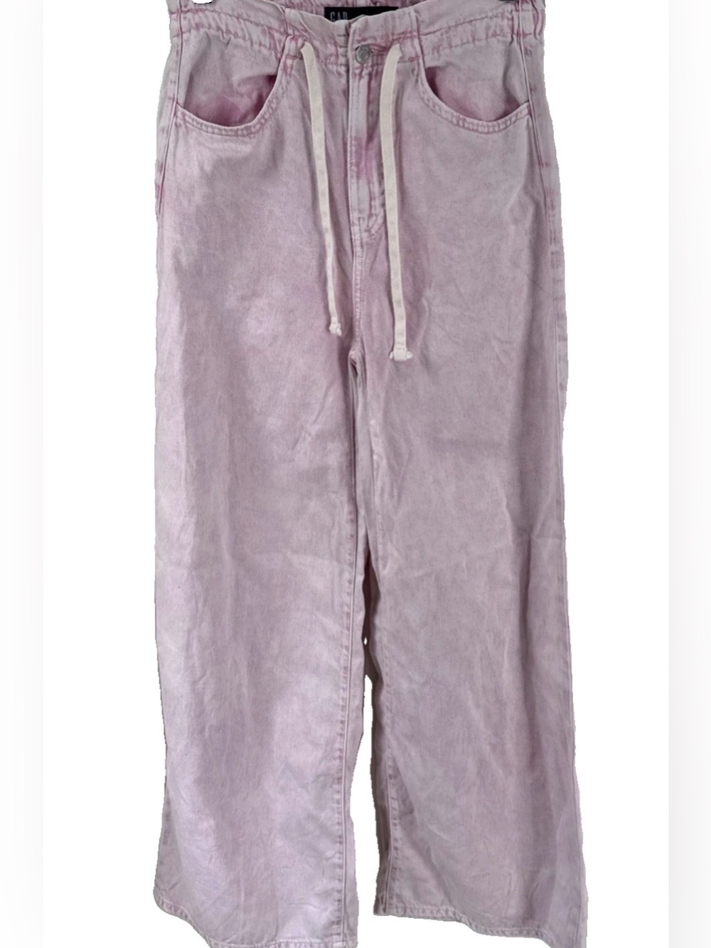 Gap High Rise SuperLight Pull-On Baggy Jeans Sugar Pink Wide Leg Denim Womens XS